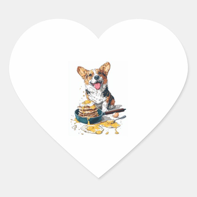 Chef Corgi – Funny Cooking Dog Heart Sticker (Front)
