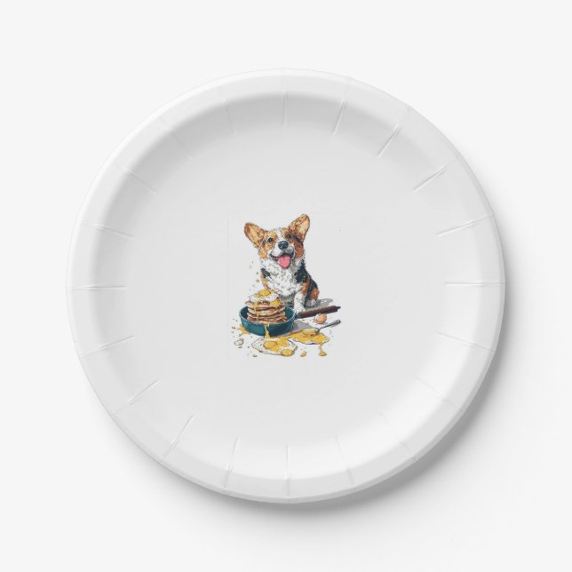Chef Corgi � Funny Cooking Dog Paper Plate (Front)