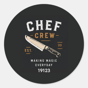 🔪 Chef Crew Restaurant Kitchen Staff Logo 🔪 Classic Round Sticker