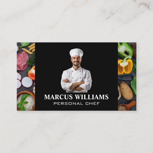 Chef Crossed Arms | Chopped Food Business Card (Front)