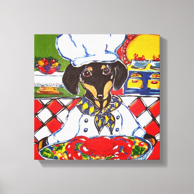 CHEF DACHSHUND CANVAS PRINT (Front)