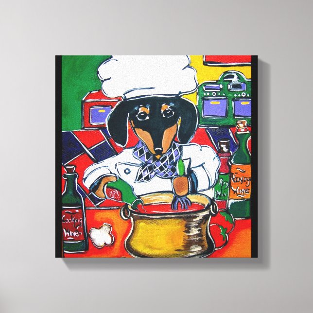 CHEF DACHSHUND CANVAS PRINT (Front)