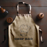 "Chef Dad" Chef 's Hat Typography Grilling Long Apron<br><div class="desc">This personalised apron is for the dad who's a pro at the barbecue grill. It features an illustration of a classic chef's hat over the words "CHEF DAD" in decorative capital letters.</div>