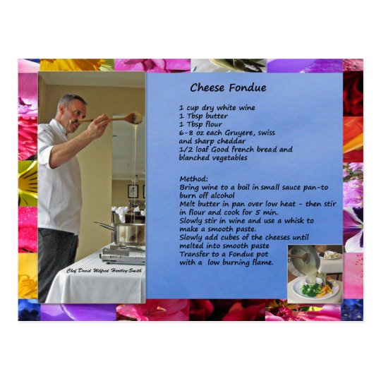 Chef David's Cheese Fondue Recipe Postcard