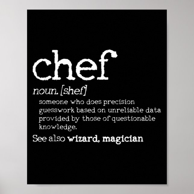 Chef Definition - Funny Dictionary Cooking Gift Ta Poster (Front)