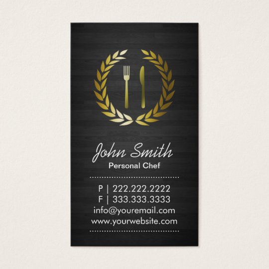 Chef Elegant Dark Wood Catering Business Card