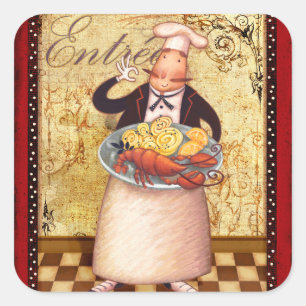 Chef Entrée Square Sticker
