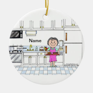 Chef - Female, no hat Ceramic Tree Decoration