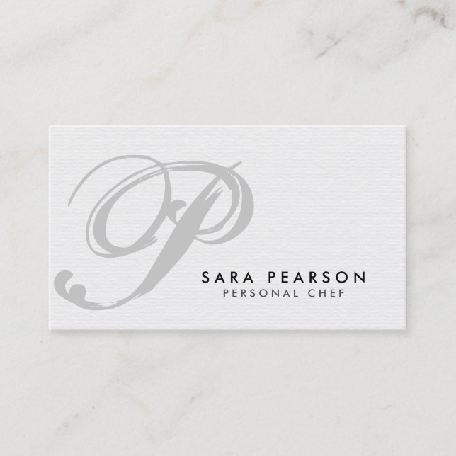 Chef Food Beverage Monogram Business Card (Front)