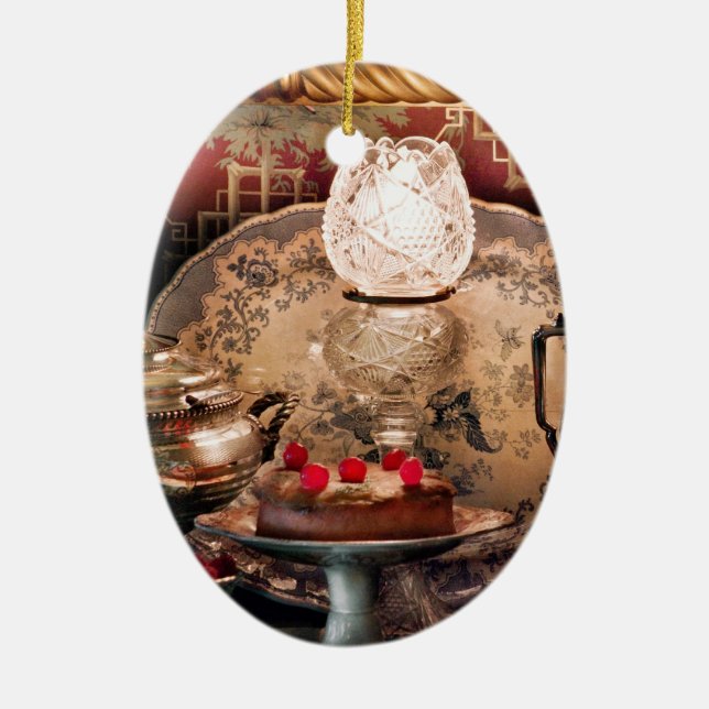Chef - Food - Cake - Ready for the party Ceramic Tree Decoration (Front)