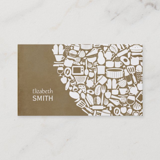 Chef Foodies Cafe Cooking Custom Business Card (Front)
