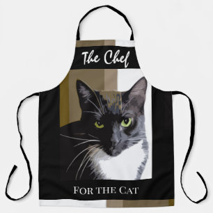 Chef for the Cat black white  All-Over Print Apron