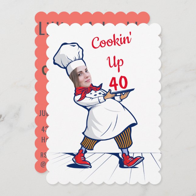 Chef 🎉 Funny Cook  40th birthday  Invitation (Front/Back)