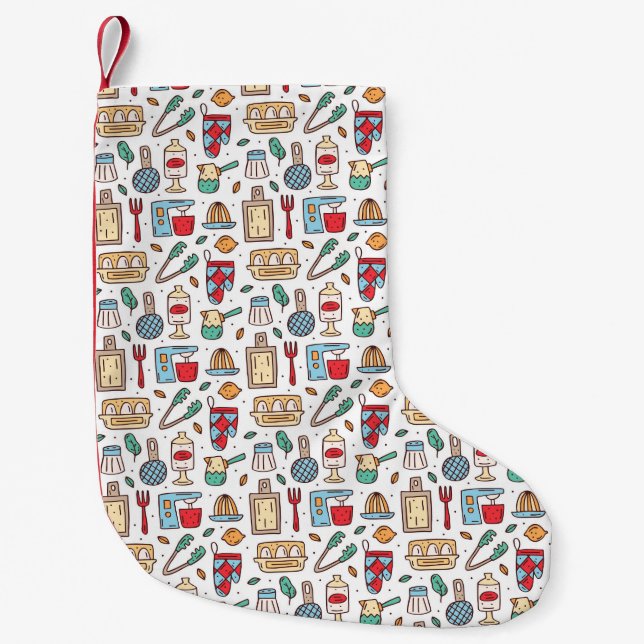 Chef Gift | Just Good Food From Fresh Ingredients Small Christmas Stocking (Front)