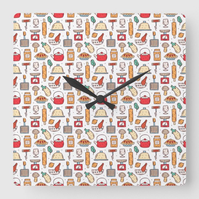 Chef Gift | No One Who Cooks Alone Square Wall Clock (Front)