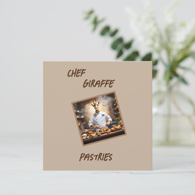 Chef Giraffe Bakes Pastries, Holiday Card (Standing Front)