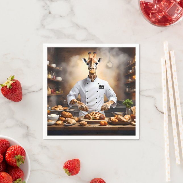 Chef Giraffe Bakes Pastries, Napkin (Insitu)