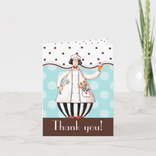 Chef Girl Thank You Card - Brown with Black Hair