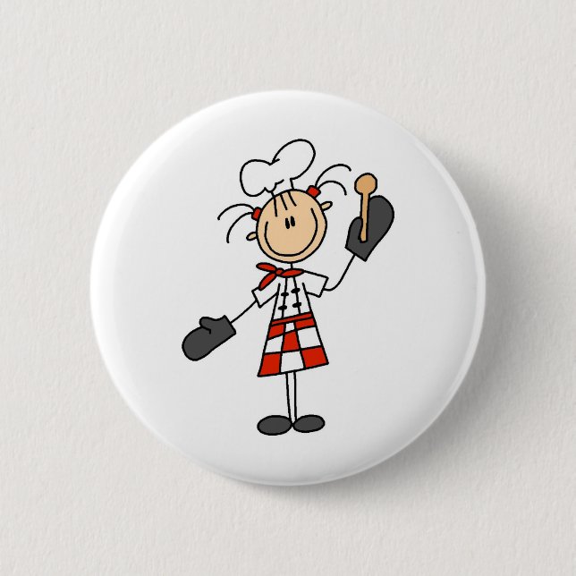 Chef Girl with Wooden Spoon Buttons (Front)