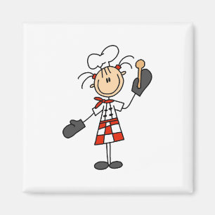 Chef Girl with Wooden Spoon Magnets