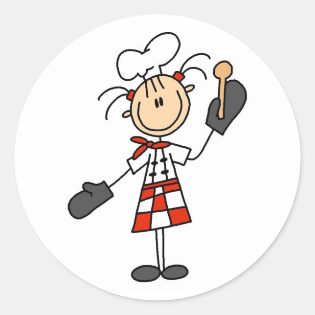 Chef Girl with Wooden Spoon Stickers (Front)