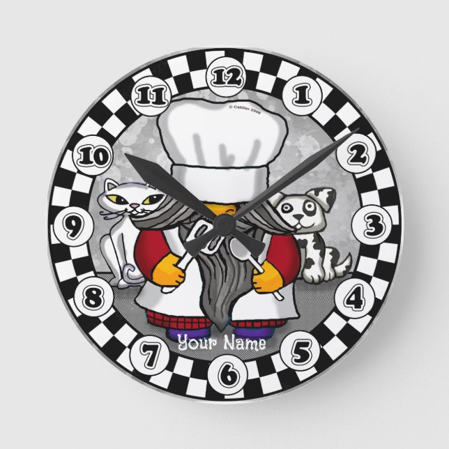 Chef gnome  round clock (Front)