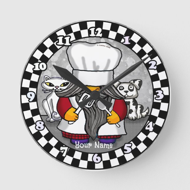 Chef gnome  round clock (Front)