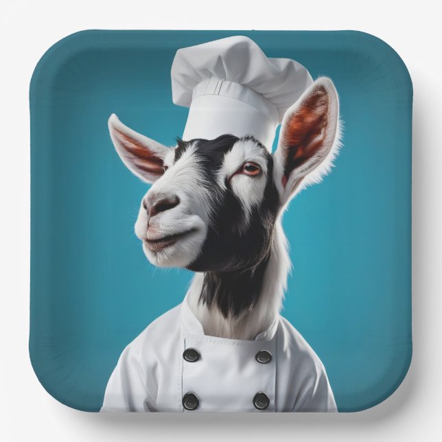 Chef Goat Paper Plate (Front)