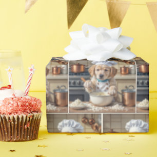 Chef Golden Retriever Puppy Baking Wrapping Paper