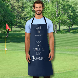 Chef & Golfer Black & White Custom Monogram Name Apron