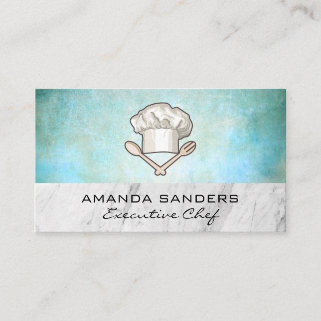 Chef Hat and Kitchen Tools | Culinary Business Card (Front)