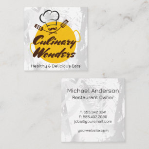Chef Hat and Kitchenware Square Business Card