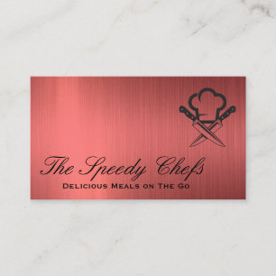 Chef Hat and Knives   Catering Delivery Services Business Card