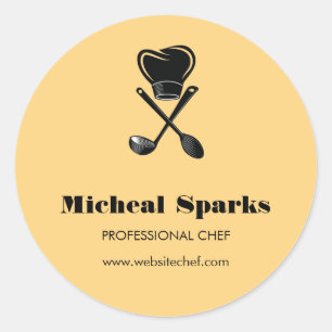 Chef hat and spoons silhouette beige classic round sticker