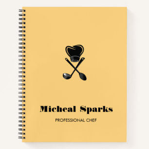Chef hat and spoons silhouette beige notebook