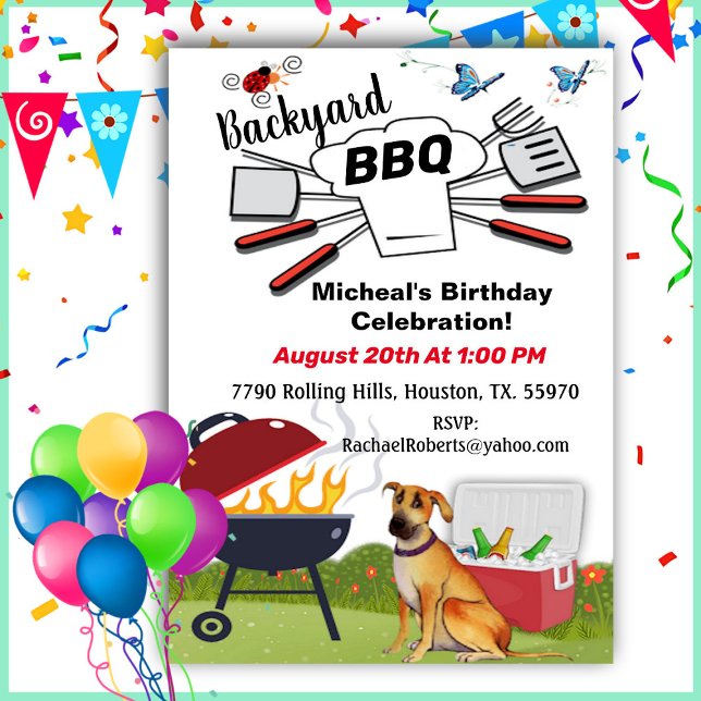 Chef Hat Backyard BBQ Birthday   Invitation (Creator Uploaded)