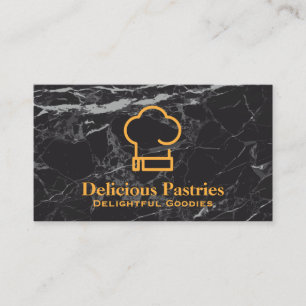 Chef Hat   Black Marble Background Business Card