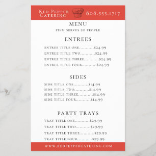 Chef Hat Catering Menu Flyer