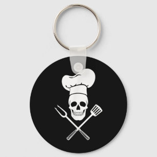 Chef Hat Cook Skull Kitchen Bbq Barbecue Tools  Key Ring