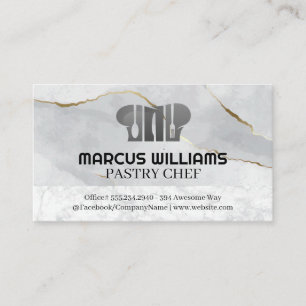 Chef Hat Dinnerware Marble Business Card
