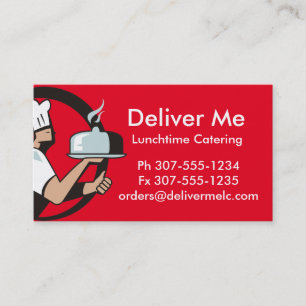 Chef hat dome platter catering food delivery business card