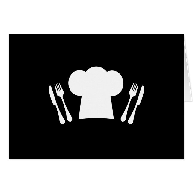 Chef Hat Knife and Fork Kitchen or Restaurant (Front Horizontal)
