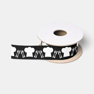 Chef Hat Knife and Fork Kitchen or Restaurant Satin Ribbon
