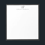 Chef Hat Logo Black Frame Notepad<br><div class="desc">Vintage sketched chef hat logo design with black frame,  personalized with name,  notepad.  Text font style and color can be customized.</div>