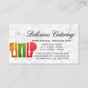 Chef Hat Logo   Marble Background Business Card