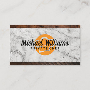 Chef Hat Logo   Marble Wood Business Card