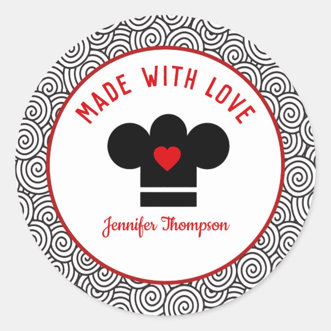 Chef Hat Made with Love Sticker (Front)