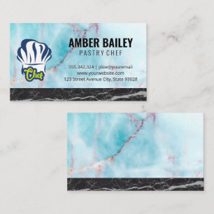Chef Hat   Ocean Granite   Black Marble Business Card