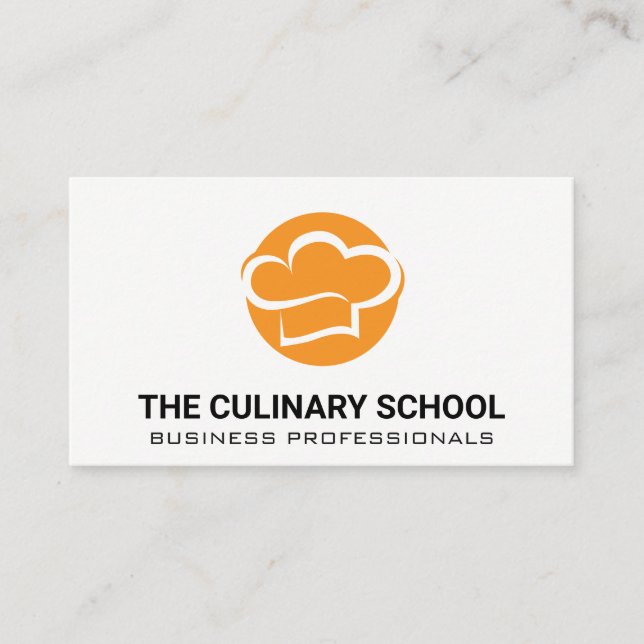 Chef Hat Orange Logo Business Card (Front)