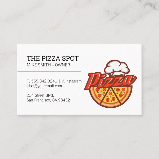 Chef Hat Pizza Logo Business Card (Front)